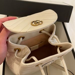Women's White GG Marmont Small Backpack